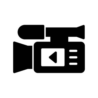 Video kamera ikon vektörü. İnce çizgi işareti. izole edilmiş sınır sembolü çizimi