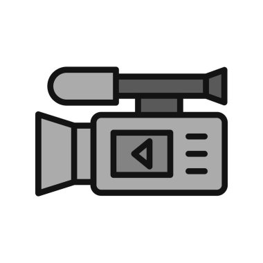 Video kamera ikon vektörü. İnce çizgi işareti. izole edilmiş sınır sembolü çizimi