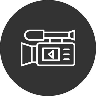 Video kamera ikon vektörü. İnce çizgi işareti. izole edilmiş sınır sembolü çizimi