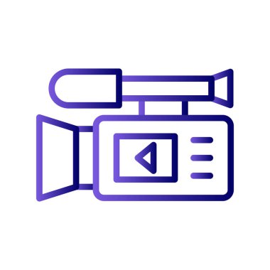 Video kamera ikon vektörü. İnce çizgi işareti. izole edilmiş sınır sembolü çizimi