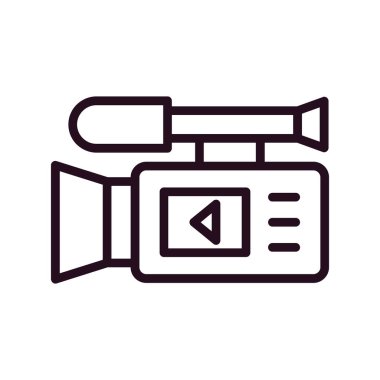 Video kamera ikon vektörü. İnce çizgi işareti. izole edilmiş sınır sembolü çizimi