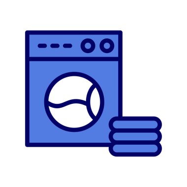 Çamaşır makinesi ikon vektörü. İnce çizgi işareti. İzole edilmiş kontür sembolü gösterimi