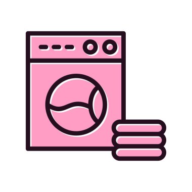 Çamaşır makinesi ikon vektörü. İnce çizgi işareti. İzole edilmiş kontür sembolü gösterimi