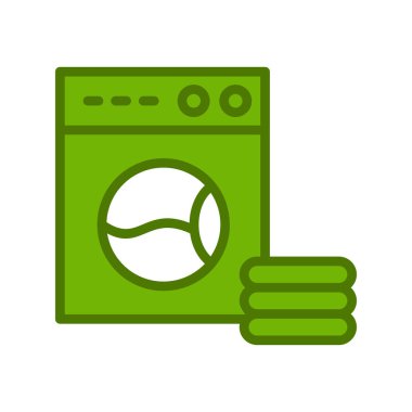 Çamaşır makinesi ikon vektörü. İnce çizgi işareti. İzole edilmiş kontür sembolü gösterimi