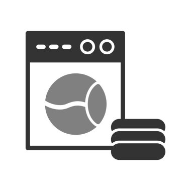 Çamaşır makinesi ikon vektörü. İnce çizgi işareti. İzole edilmiş kontür sembolü gösterimi