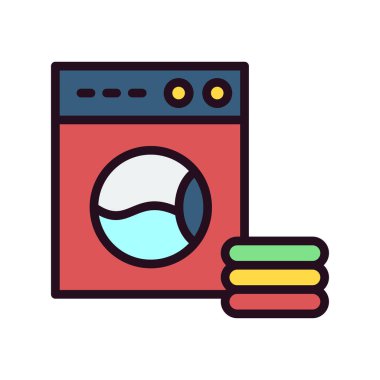 Çamaşır makinesi ikon vektörü. İnce çizgi işareti. İzole edilmiş kontür sembolü gösterimi