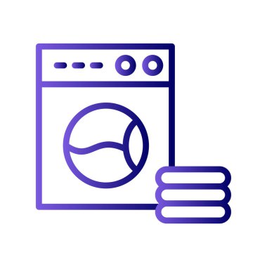 Çamaşır makinesi ikon vektörü. İnce çizgi işareti. İzole edilmiş kontür sembolü gösterimi