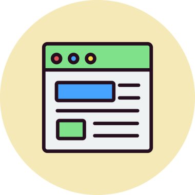 Bilgisayar ekranında web sayfası, basit vektör illüstrasyonu