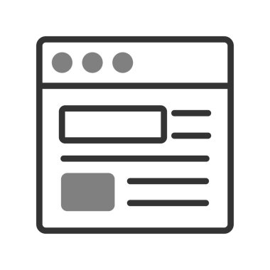 Bilgisayar ekranında web sayfası, basit vektör illüstrasyonu