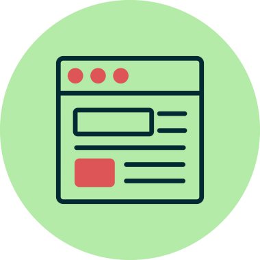 Bilgisayar ekranında web sayfası, basit vektör illüstrasyonu