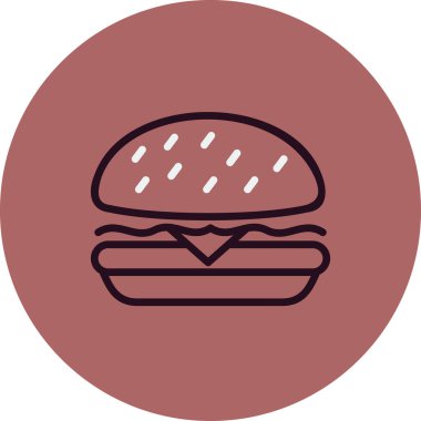 Hamburger ikonu. Hamburger sembolü düz tasarım biçimi.