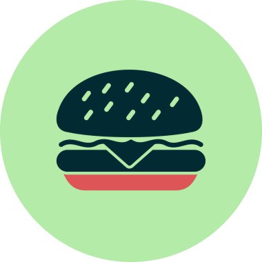 Hamburger ikonu. Hamburger sembolü düz tasarım biçimi.