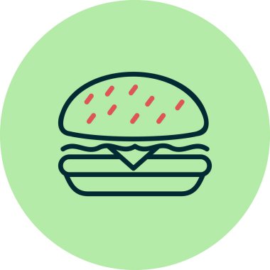 Hamburger ikonu. Hamburger sembolü düz tasarım biçimi.