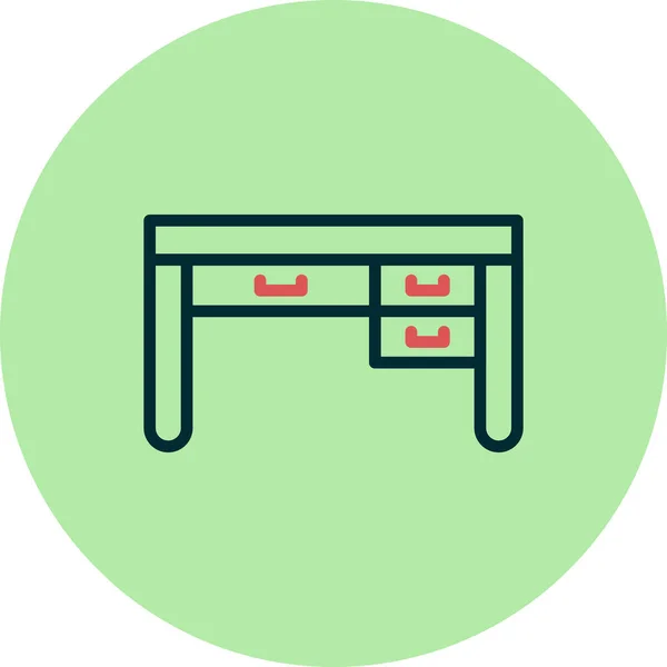 Desk Table Drawers Vector Illustration - Stok Vektor