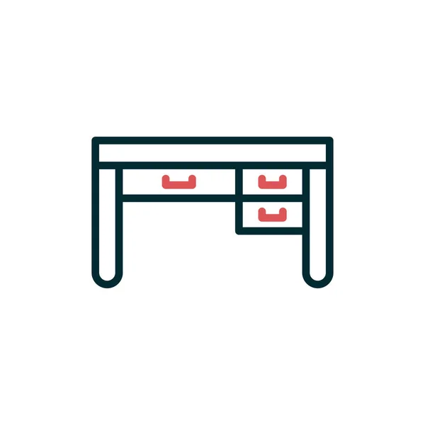 Desk Table Drawers Vector Illustration - Stok Vektor