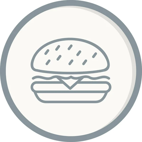 Burgerikon Hamburger Symbol Platt Design Stil — Stock vektor