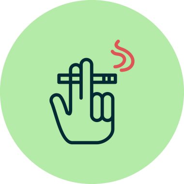 Sigara ikonu ile el, vektör illüstrasyonu