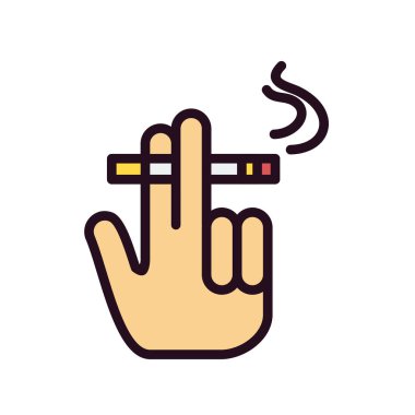 Sigara ikonu ile el, vektör illüstrasyonu