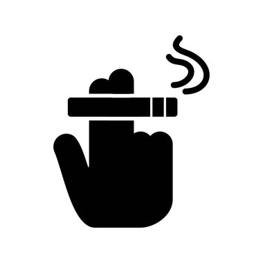 Sigara ikonu ile el, vektör illüstrasyonu