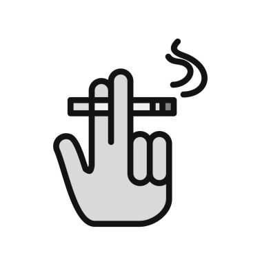 Sigara ikonu ile el, vektör illüstrasyonu