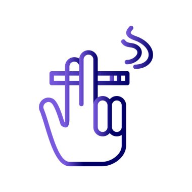 Sigara ikonu ile el, vektör illüstrasyonu