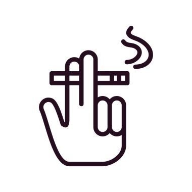 Sigara ikonu ile el, vektör illüstrasyonu