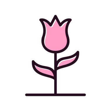 güzel lale çiçeği çizgisi vektör simgesi