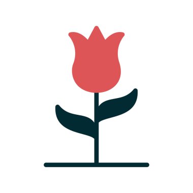 Beyaz arkaplanda izole edilmiş çiçek simgesi vektörü, lale işareti 