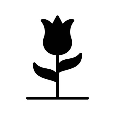 Beyaz arkaplanda izole edilmiş çiçek simgesi vektörü, lale işareti 