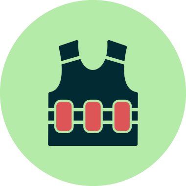 Web ve mobil uygulama tasarımınız, güvenlik logosu konseptiniz için beyaz arkaplanda yalıtılmış yelek simgesi vektörü 