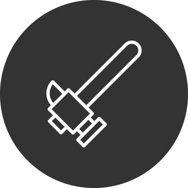 Çekiç Simgesi Vektörü. İnce çizgi işareti. İzole edilmiş kontür sembolü gösterimi 