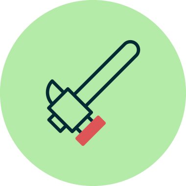 Çekiç Simgesi Vektörü. İnce çizgi işareti. İzole edilmiş kontür sembolü gösterimi 