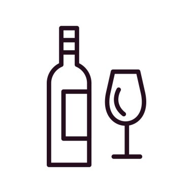 şarap şişe ve cam kutsal kişilerin resmi, vektör çizim