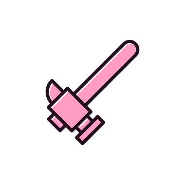 Çekiç Simgesi Vektörü. İnce çizgi işareti. İzole edilmiş kontür sembolü gösterimi 