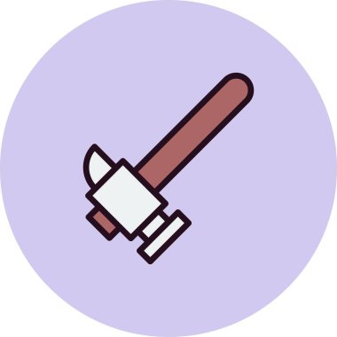 Çekiç Simgesi Vektörü. İnce çizgi işareti. İzole edilmiş kontür sembolü gösterimi 