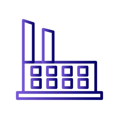 Fabrika binası ikon vektörü. Endüstriyel santral işareti. izole edilmiş sınır sembolü çizimi