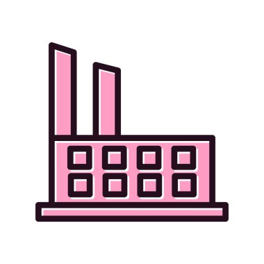 Fabrika binası ikon vektörü. Endüstriyel santral işareti. izole edilmiş sınır sembolü çizimi