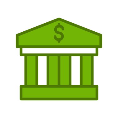 Banka binası simgesi vektör çizimi tasarımı