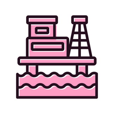 Petrol Rig kutsal kişilerin resmi, vektör çizim