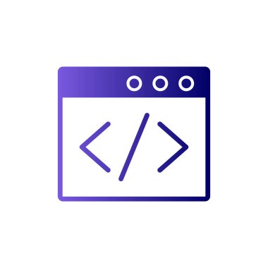Web ve mobil uygulama tasarımınız için beyaz arkaplanda izole edilmiş tarayıcı simgesi vektörü, kodlama logosu kavramı