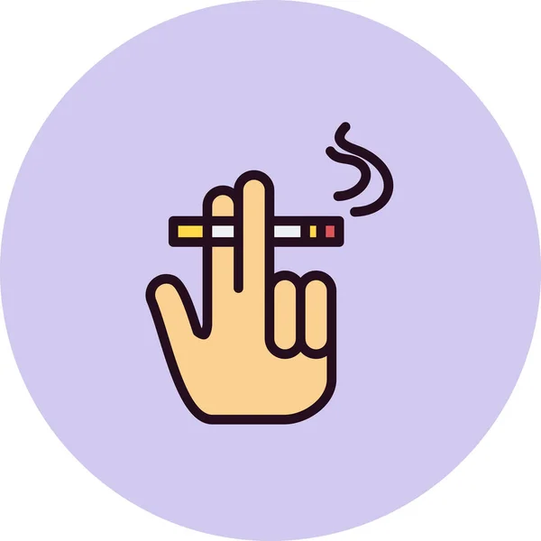 Mano Con Icono Cigarrillo Ilustración Vectorial — Vector de stock