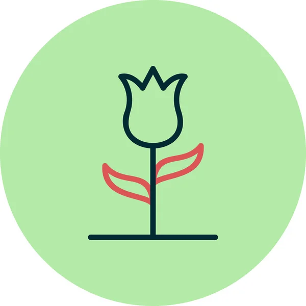 Красива Лінія Квітки Тюльпанів Векторна Іконка — стоковий вектор