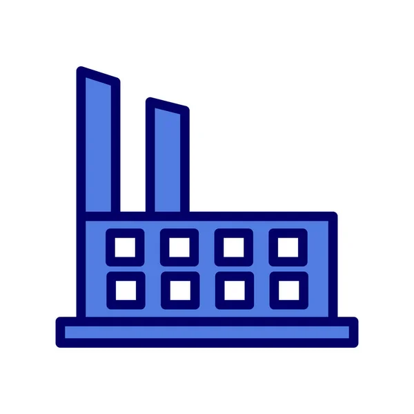 Fabrika Binası Ikon Vektörü Endüstriyel Santral Işareti Izole Edilmiş Sınır — Stok Vektör