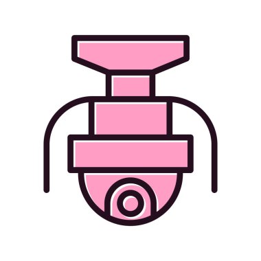 Kapalı devre kamera simgesi. Web için izleme sistemi vektör simgelerinin özet çizimi 