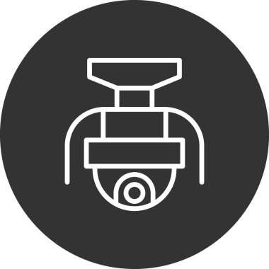 Kapalı devre kamera simgesi. Web için izleme sistemi vektör simgelerinin özet çizimi 