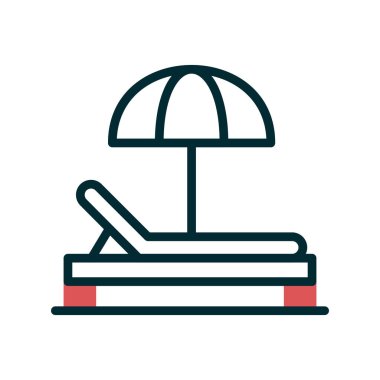 Plaj sandalyesi ikon vektörü. İnce çizgi işareti. izole edilmiş sınır sembolü çizimi