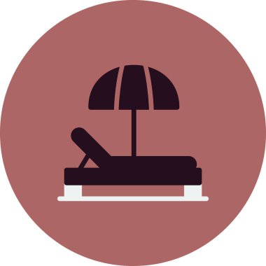 Plaj sandalyesi ikonu. Güneş yatağı taşıyıcı sembolünün ana hatları..