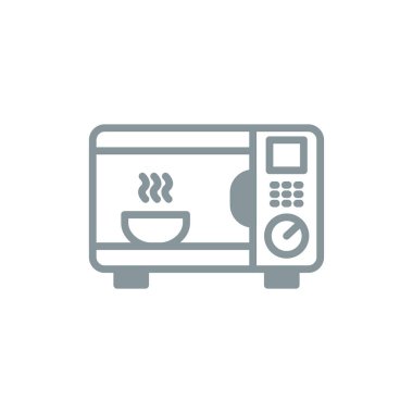 Mikrodalga fırın hattı ikonu. Mutfak aletleri doğrusal sembolü. İnce ana hatlı element. beyaz arkaplanda izole