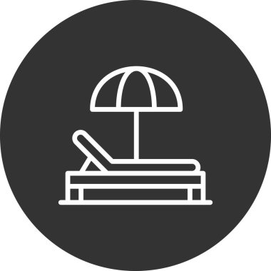 Plaj sandalyesi ikon vektörü. İnce çizgi işareti. izole edilmiş sınır sembolü çizimi