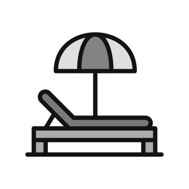 Plaj sandalyesi ikonu. Güneş yatağı taşıyıcı sembolünün ana hatları..